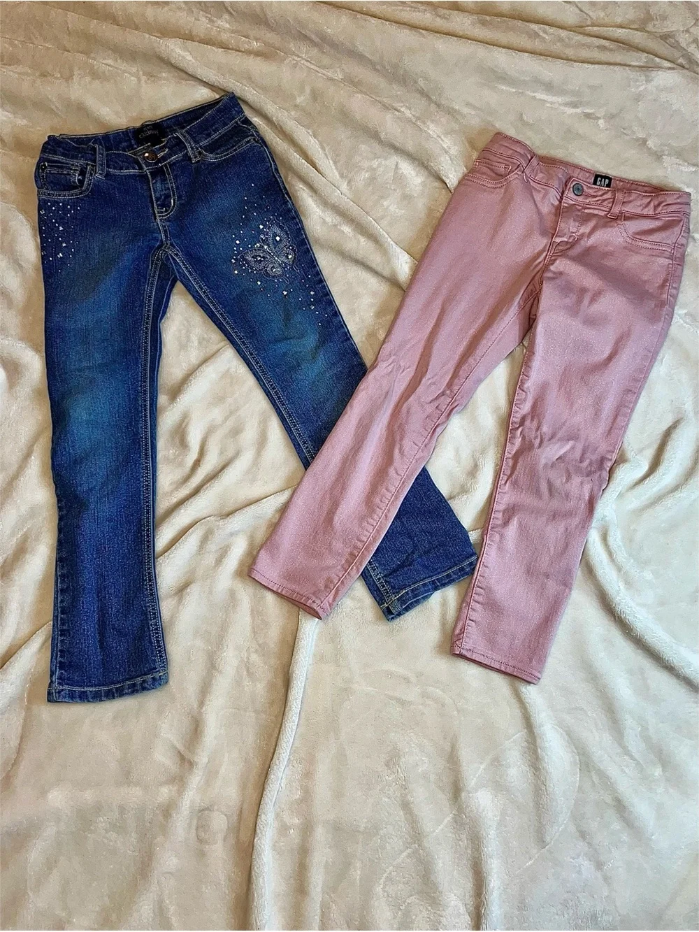 Girls Size 8 Jeans Lot 2 Pairs Gap Pink Skinny Childrens Place Skinny Blue